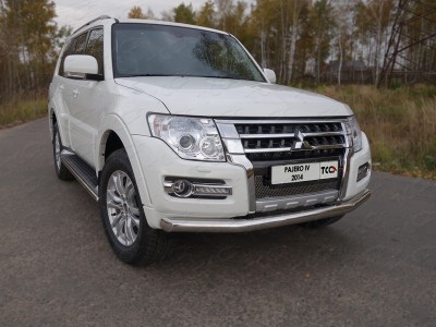 Защита переднего бампера 76 мм для Mitsubishi Pajero 4 № MITPAJ414-02