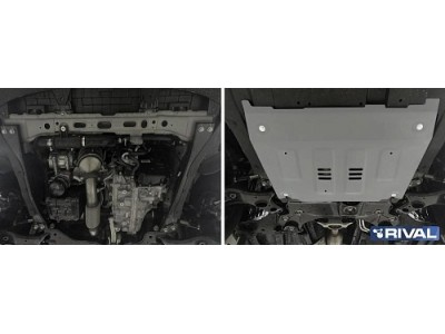 Защита картера + комплект крепежа Rival, Алюминий для Changan CS75 Plus, V-1.5, АКПП, 2023-н.в., бензин