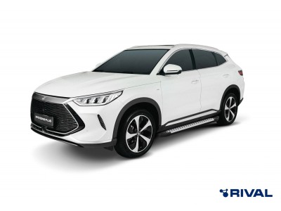 Порог-площадка "Bmw-Style" D180AL + комплект крепежа, RIVAL для BYD Song Plus 2023-н.в., V-1.5 PHEV, 4WD