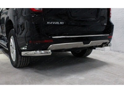 Защита заднего бампера овальные уголки 75х42 мм для Haval H9 № HAVH917-18