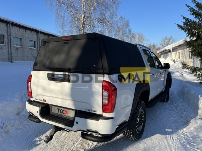 Защита задняя (уголки двойные) 76,1/42,4 мм (Black) для Foton Tunland G9 2.0 Diesel АКПП 4WD 2021-н.в.