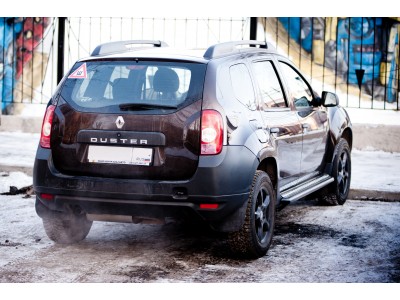 Защита порогов с алюм. площадкой d=51 мм «Эстонец» ИСКРА (ППК) для Renault Duster 2012-2020, Nissan Terrano 2014-2022