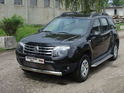 Защита передняя овальная короткая 75х42 мм для Renault Duster № RENDUST12-03