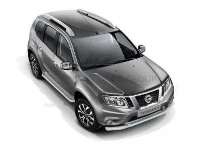 Защита порогов с алюм. площадкой d=51 мм «Эстонец» ИСКРА (ППК) для Renault Duster 2012-2020, Nissan Terrano 2014-2022