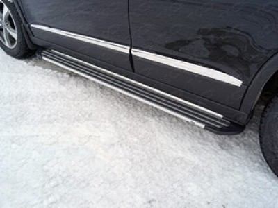 Пороги алюминиевые Slim Line Silver для Haval H6 № HAVH615-20S