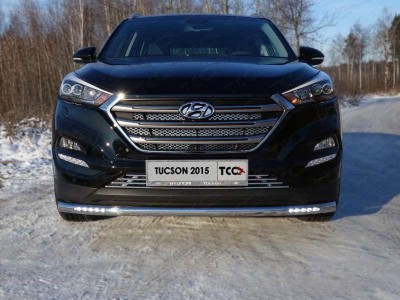 Защита переднего бампера с ДХО 60 мм для Hyundai Tucson № HYUNTUC15-27