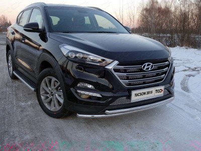 Защита передняя двойная 42-42 мм ТСС для Hyundai Tucson 2015-2018