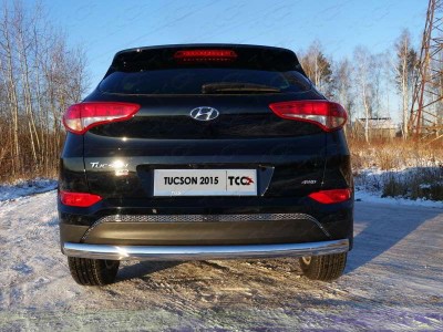 Защита заднего бампера овальная 75х42 мм для Hyundai Tucson № HYUNTUC15-31