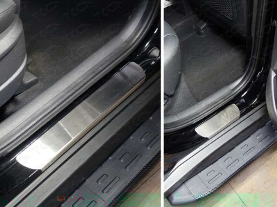 Накладки на пороги шлифованный лист для Hyundai Tucson № HYUNTUC15-12