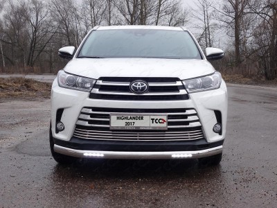 Защита передняя овальная с ДХО 75х42 мм для Toyota Highlander № TOYHIGHL17-30