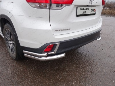 Защита задняя двойные уголки 60-42 мм для Toyota Highlander № TOYHIGHL17-34