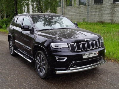 Защита передняя нижняя (двойная) 76,1/42,4 мм для Jeep Grand Cherokee IV Рестайлинг 2013 – 2022 GRCHER17-12