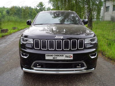 Защита передняя нижняя (двойная) 76,1/42,4 мм ТСС для Jeep Grand Cherokee IV Рестайлинг 2013 – 2022