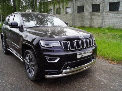 Защита передняя нижняя (двойная) 76,1/75 мм ТСС для Jeep Grand Cherokee IV Рестайлинг 2013 – 2022