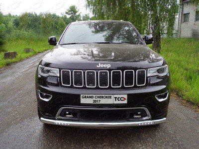 Защита передняя нижняя (с ДХО) 76,1 мм для Jeep Grand Cherokee IV Рестайлинг 2013 – 2022 GRCHER17-15