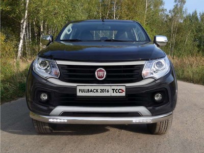 Защита передняя овальная с ДХО 75х42 мм для Fiat Fullback № FIAFUL16-02