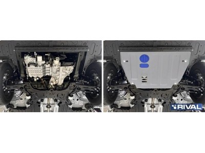 Защита картера и КПП + комплект крепежа Rival, Алюминий для GAC GS5 2018-н.в., 1.5, АКПП, FWD