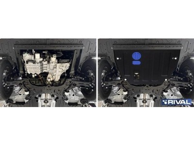 Защита картера и КПП + комплект крепежа Rival, Сталь для GAC GS5 2018-н.в., 1.5, АКПП, FWD.