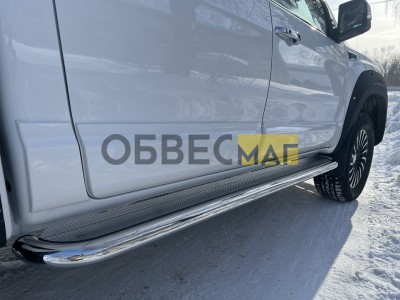 Пороги с площадкой 60,3 мм для Foton Tunland G9 2.0 Diesel АКПП 4WD 2021-н.в. №FOTTUNG925-36