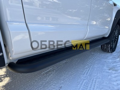 Пороги с площадкой 60,3 мм Black для Foton Tunland G9 2.0 Diesel АКПП 4WD 2021-н.в. №FOTTUNG925-36BLACK