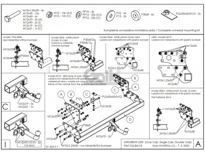 ТСУ Фаркоп оцинкованный Galia шар C съемный для Mitsubishi L200/Fiat Fullback № M120C