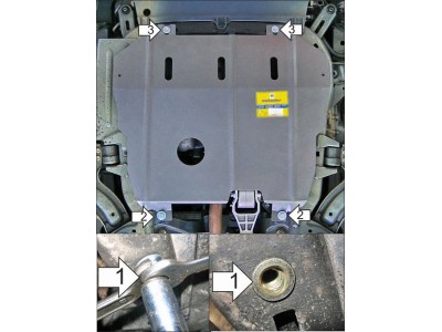 Усиленная защита картера двигателя, КПП (2 мм, сталь) для Opel Meriva 2003-2010, Opel Corsa C хетчбек 2000-2006, Opel Combo 2001-2012