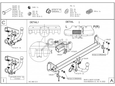 ТСУ Фаркоп оцинкованный Galia шар C съемный для BMW 5 F10/F11/GT F07 № B020C