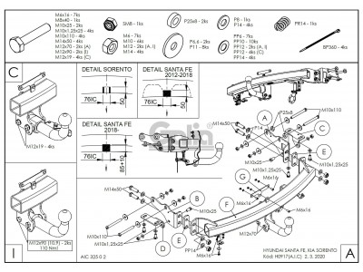 ТСУ Фаркоп оцинкованный Galia шар A для Hyundai Santa Fe/Kia Sorento № H091A