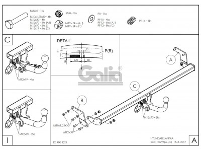 Фаркоп Galia шар С оцинкованный, быстросъемное крепление для Hyundai Elantra № H099C