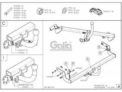 ТСУ Фаркоп оцинкованный Galia шар A для Peugeot 207 № P032A