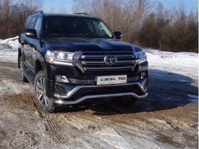 Защита переднего бампера волна 60 мм ТСС для Toyota Land Cruiser 200 Executive 2016-2021