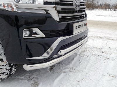 Защита передняя двойная 76-60 мм ТСС для Toyota Land Cruiser 200 Executive 2016-2021