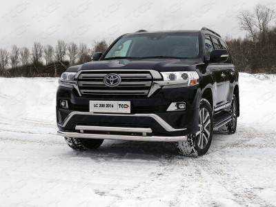 Защита передняя двойная 76-60 мм ТСС для Toyota Land Cruiser 200 Executive 2016-2021