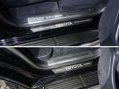 Накладки на пороги шлифованный лист надпись Toyota 4 штуки для Toyota Land Cruiser 200 Executive № TOYLC200EX16-33