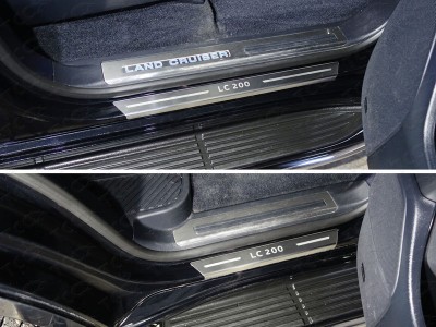 Накладки на пороги с гибом лист шлифованный надпись LC 200 4 штуки для Toyota Land Cruiser 200 № TOYLC20015-30