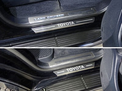 Накладки на пороги с гибом лист шлифованный надпись Toyota 4 штуки для Toyota Land Cruiser 200 № TOYLC20015-32