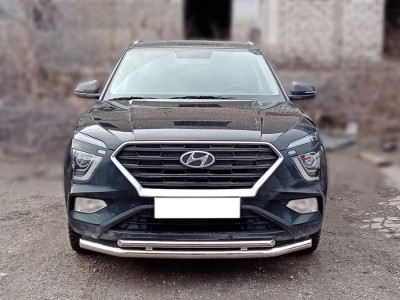 Защита переднего бампера двойная с подгибами d-60+43 для Hyundai Creta II 2021 – н.в. HCR21_1.1