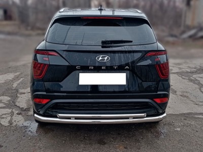 Защита заднего бампера двойная d-60+43 для Hyundai Creta II 2021 – н.в. HCR21_3.1