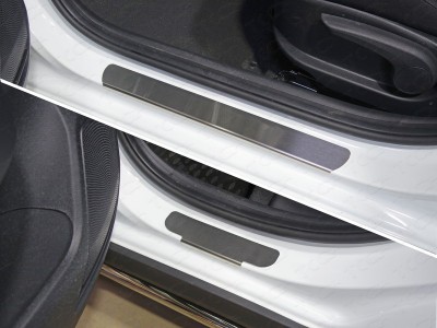 Накладки на пороги шлифованный лист 4 штуки для Kia Rio X-line № KIARIOX17-08
