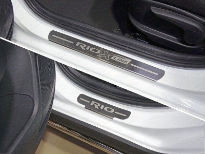 Накладки на пороги шлифованный лист надпись Rio X-Line 4 штуки для Kia Rio X-line № KIARIOX17-10