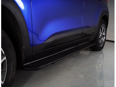 Пороги алюминиевые Slim line Black для Kia Seltos № KIASELT20-21B