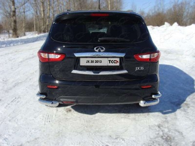 Защита задняя двойные уголки 76-42 мм ТСС для Infiniti JX35/QX60 2012-2016