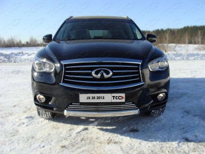 Защита передняя овальная длинная 75-42 мм ТСС для Infiniti JX35/QX60 2012-2016