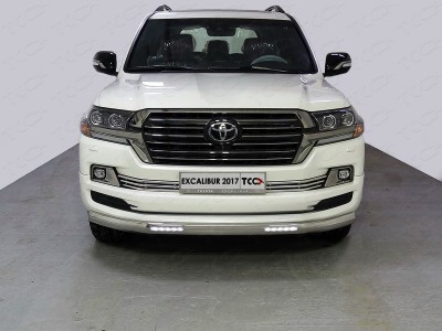 Защита передняя овальная с ДХО 75х42 мм для Toyota Land Cruiser 200 Excalibur № TOYLC200EXCAL17-02
