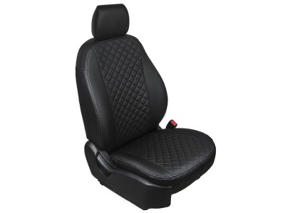 Чехлы Rival экокожа черные Ромб на спинку 40/60 на седан для Hyundai Solaris/Kia Rio 2010-2017