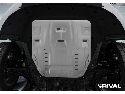 Защита картера + КПП (алюминий) + комплект крепежа для Hyundai Santa Fe 2021-2023 (V - 2.2d; 2.5; 3.5), Kia Sorento 2020-н.в. (V - 2.2d; 2.5; 3.5), Hyundai Tucson 2021-н.в. (V - 2.0d; 2.0), Kia Sportage 2022-н.в. (V - 2.5)