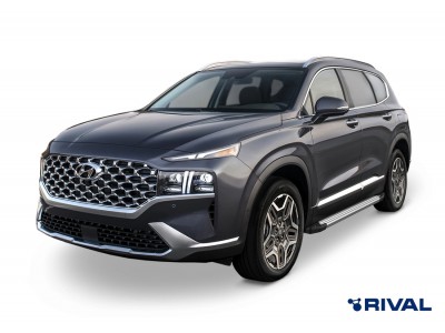 Пороги на автомобиль "Silver" Rival для Hyundai Santa Fe IV рестайлинг 2021-н.в./Tucson IV 2021-н.в./Kia Sportage V 2021-н.в./KIA Sorento 2020-н.в., 180 см, 2 шт., алюминий