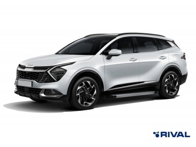 Пороги на автомобиль "Silver" Rival для Hyundai Santa Fe IV рестайлинг 2021-н.в./Tucson IV 2021-н.в./Kia Sportage V 2021-н.в./KIA Sorento 2020-н.в., 180 см, 2 шт., алюминий