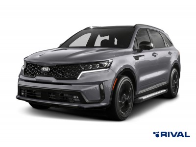 Пороги на автомобиль "Bmw-Style круг" Rival для Hyundai Santa Fe IV рестайлинг 2021-н.в./Tucson IV 2021-н.в./Kia Sportage V 2021-н.в./KIA Sorento 2020-н.в., 180 см, 2 шт., алюминий