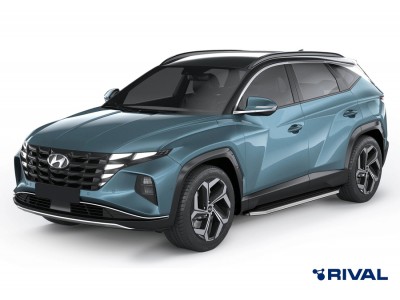 Пороги на автомобиль "Premium" Rival для Hyundai Santa Fe IV рестайлинг 2021-н.в./Tucson IV 2021-н.в./Kia Sportage V 2021-н.в./KIA Sorento 2020-н.в., 180 см, 2 шт., алюминий